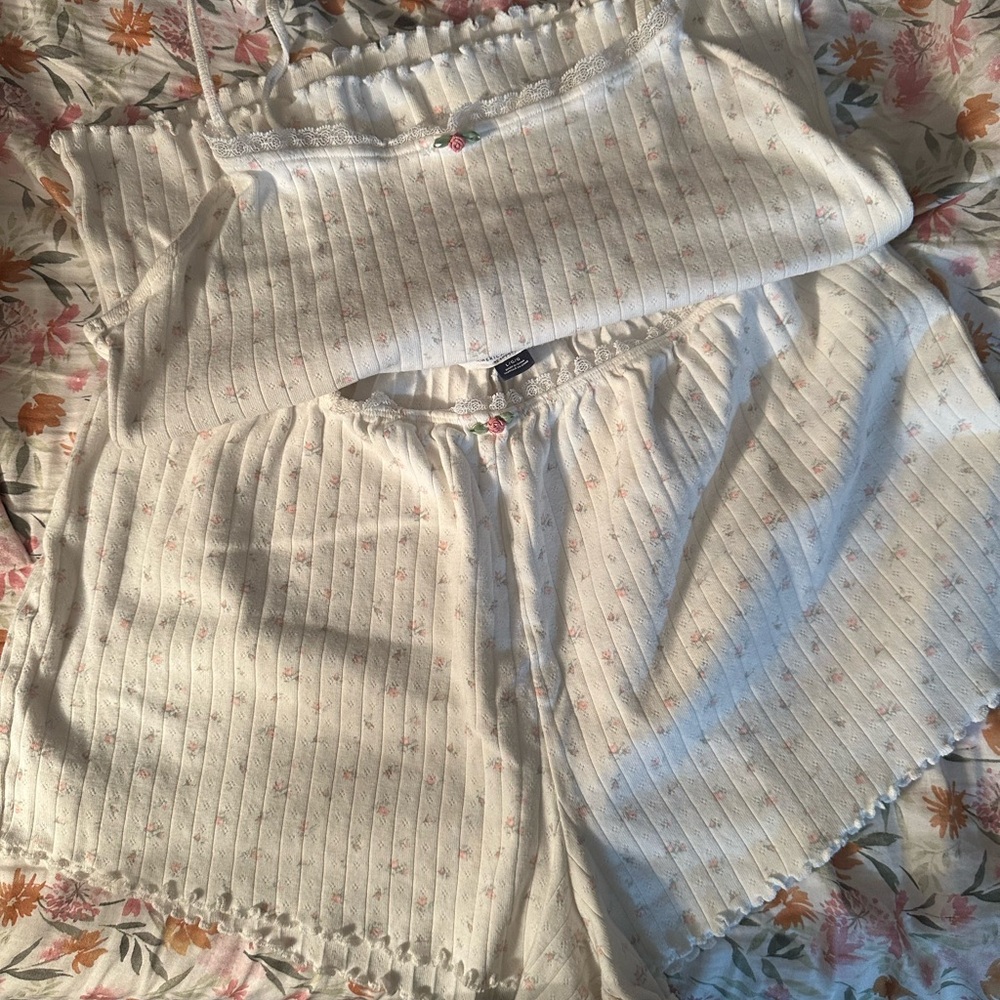 American Eagle Outfitters Cream Pajama Set